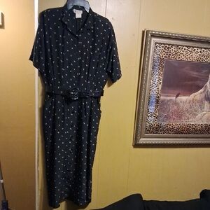 Stefanie Black Patterned Midi Dress